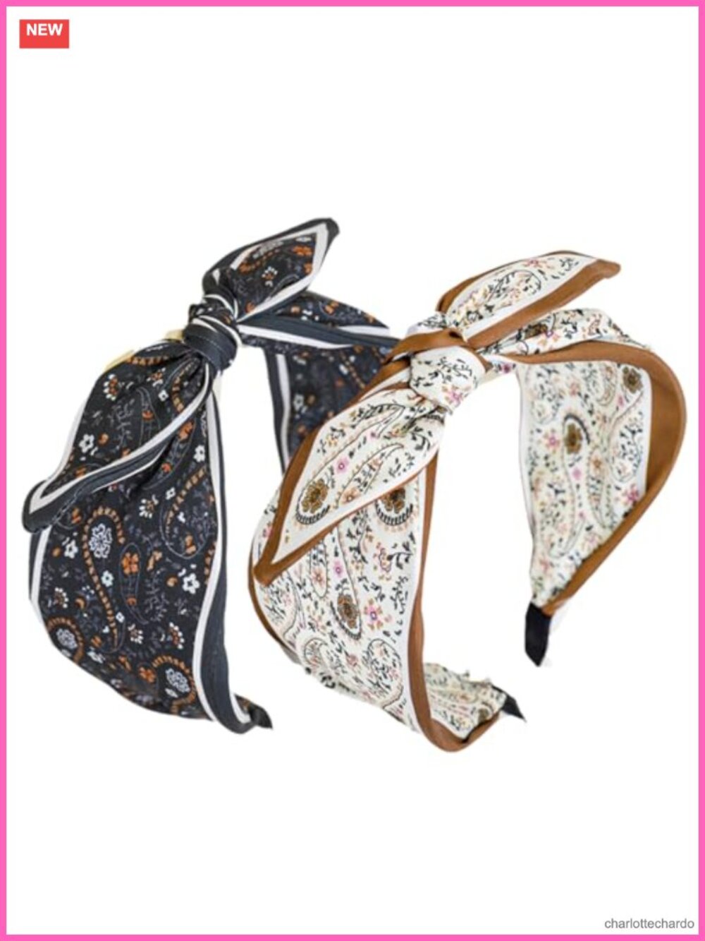 2 Pack Bow Headbands Knotted Floral Rabbit Ear Hair Accessories